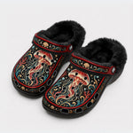 Ornate Jellyfish Print Fleece-Lined Clogs