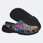 Psychedelic Forest Glowing Mushroom Print Fleece-Lined Clogs