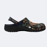 Psychedelic Mushroom Forest Moth Retro Print Fleece-Lined Clogs