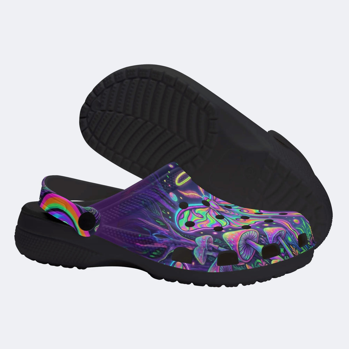Flowing Color Psychedelic Moth Fleece-Lined Clogs