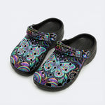Neon Blue Green Psychedelic Moth Clogs