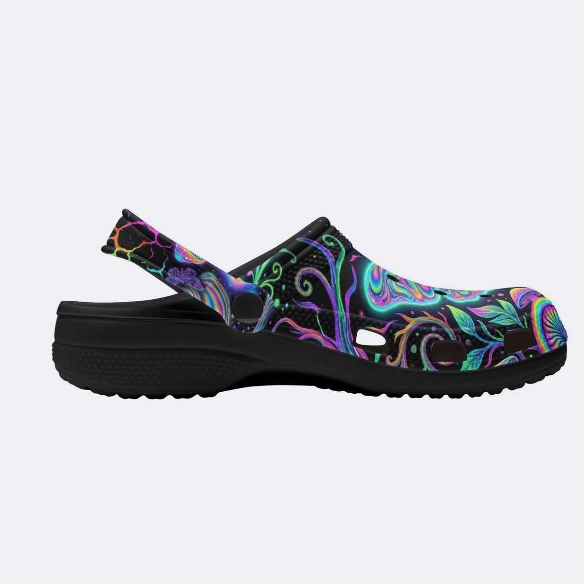 Neon Blue Green Psychedelic Moth Clogs