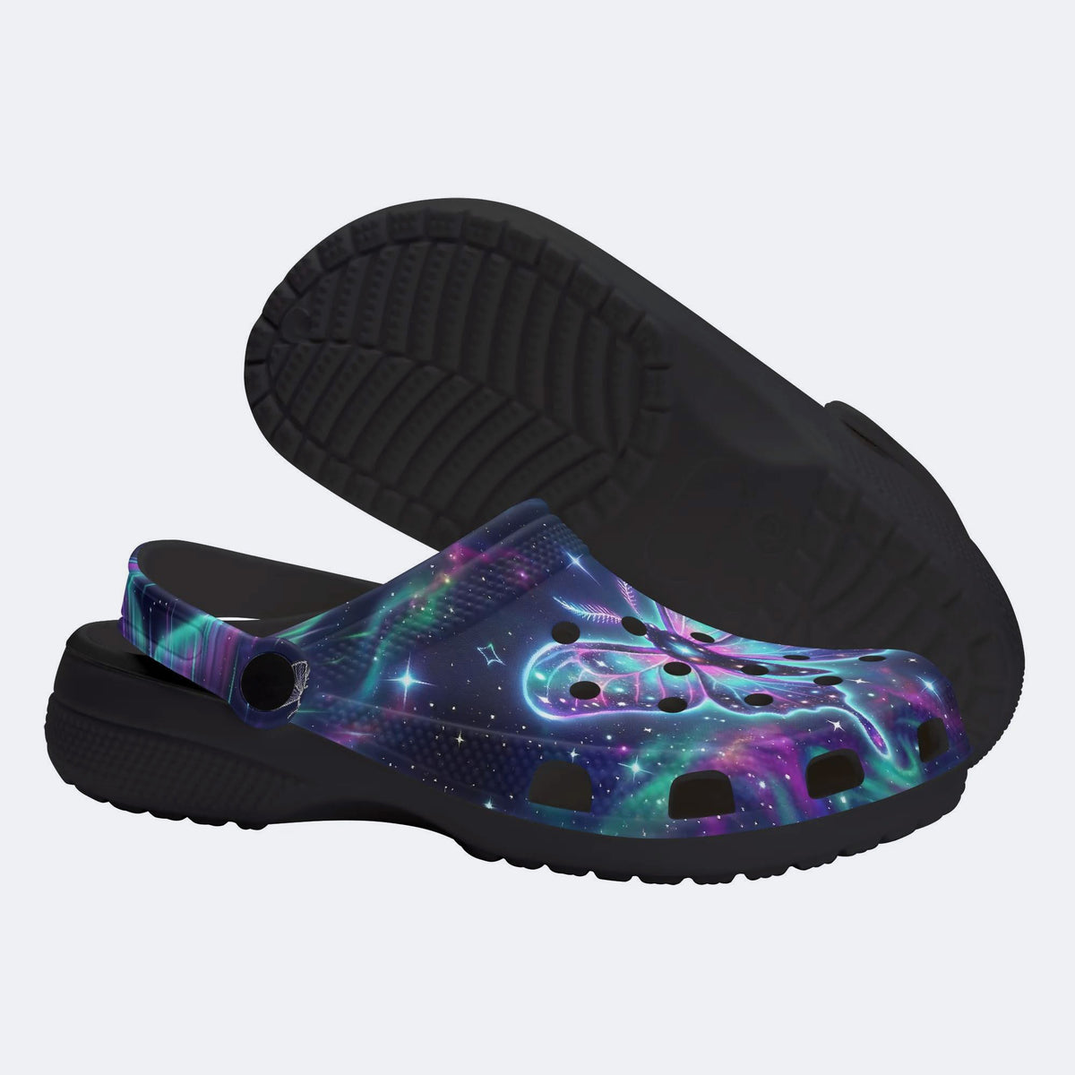 Cosmic Nebula Moth Fleece-Lined Clogs