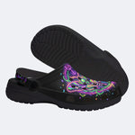 Neon Psychedelic Death Moth Print Clogs