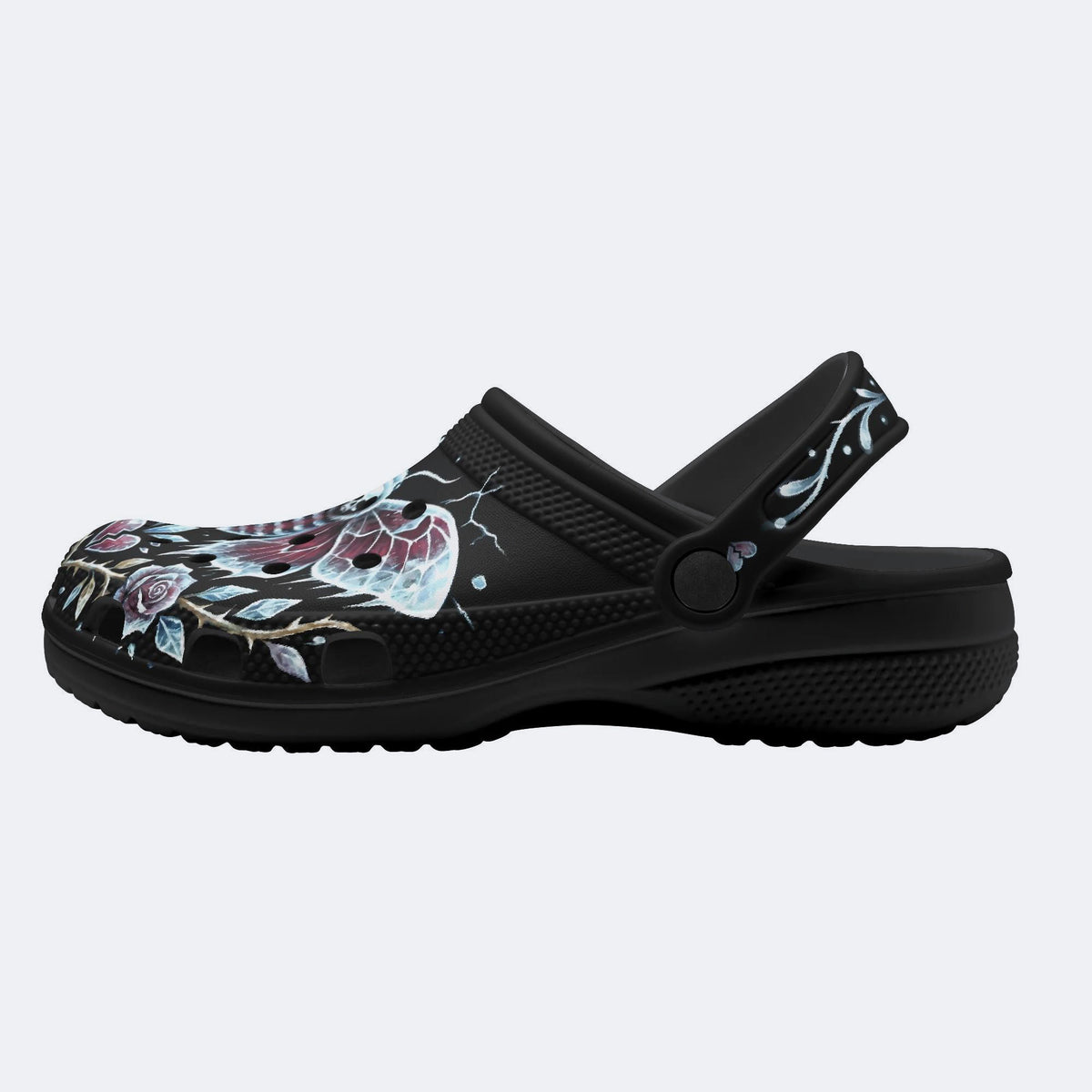 Ice Crystal Garland Death Moth Print Clogs