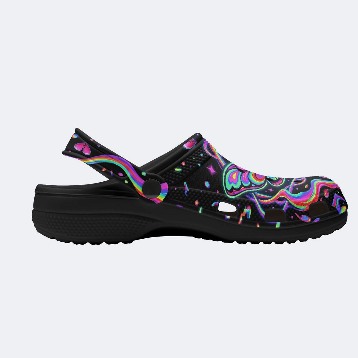 Death Moth Liquid Spectrum Love Ritual Print Clogs