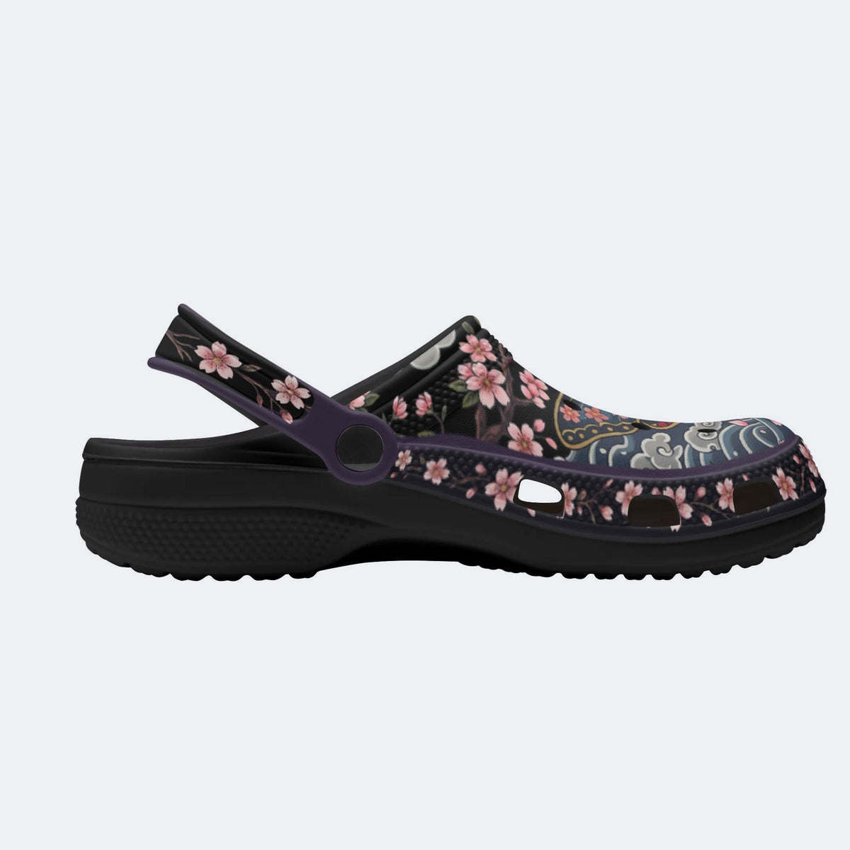 Cherry Blossom Moth Print Fleece-Lined Clogs