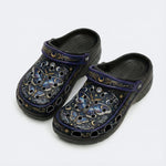 Starry Jewel Moth Print Fleece-Lined Clogs