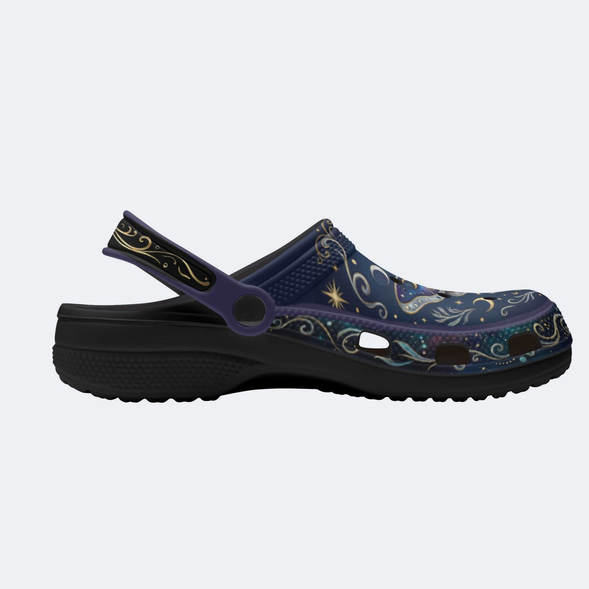 Starry Jewel Moth Print Fleece-Lined Clogs