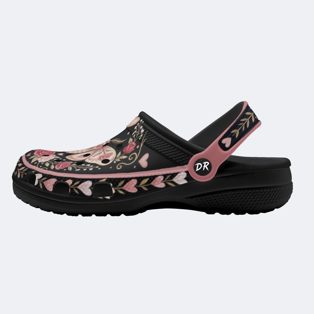 Romantic Wreath Moth Print Clogs