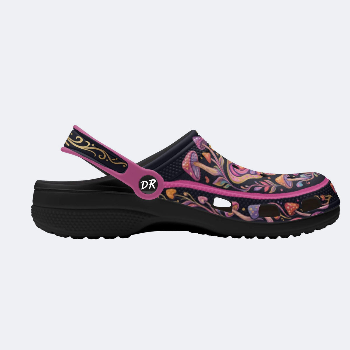 Psychedelic Mushroom & Moth Print Clogs