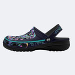 Psychedelic Mushroom & Moth Print Fleece-Lined Clogs