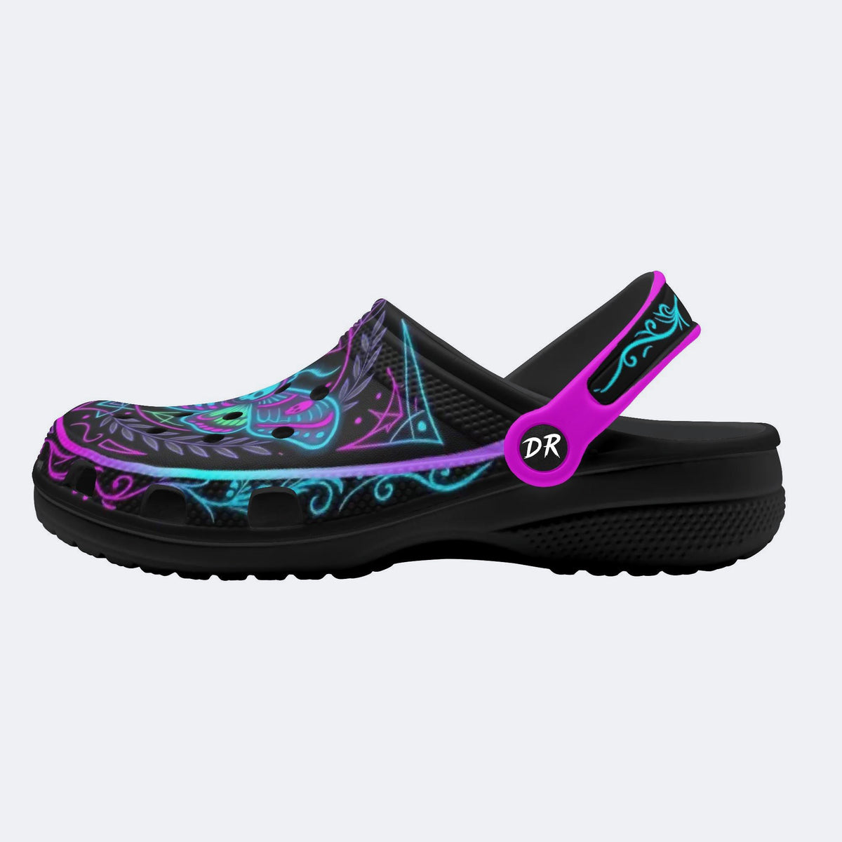 Psychedelic Death Moth Print Fleece-Lined Clogs