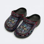 Cosmic Psychedelic Death Moth Print Fleece-Lined Clogs