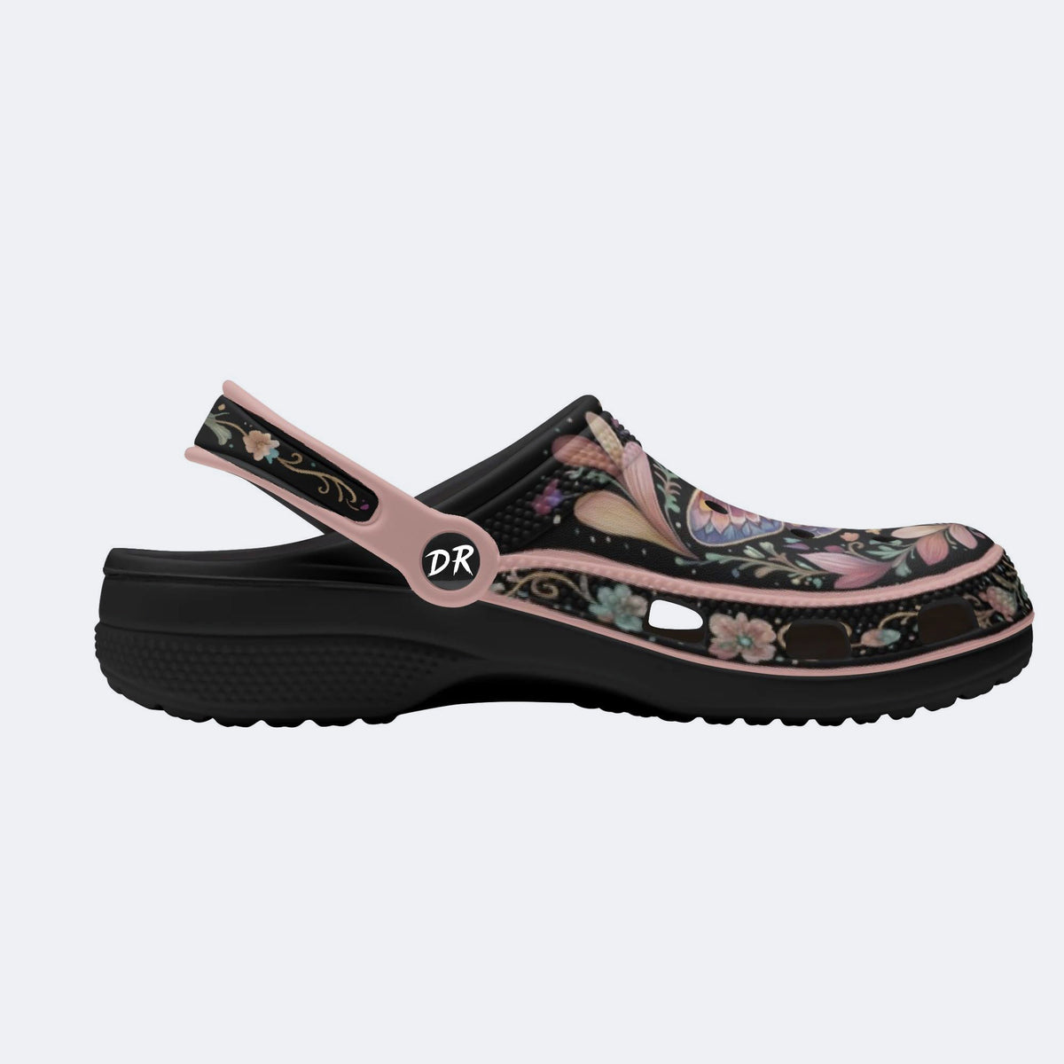 Dreamy Psychedelic Romantic Moth Print Fleece-Lined Clogs