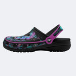 Psychedelic Moth Wreath Print Fleece-Lined Clogs