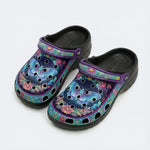 Flowing Floral Field Celestial Moth Print Fleece-Lined Clogs