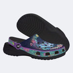 Flowing Floral Field Celestial Moth Print Fleece-Lined Clogs