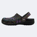 Dark Psychedelic Butterfly Wreath Print Fleece-Lined Clogs