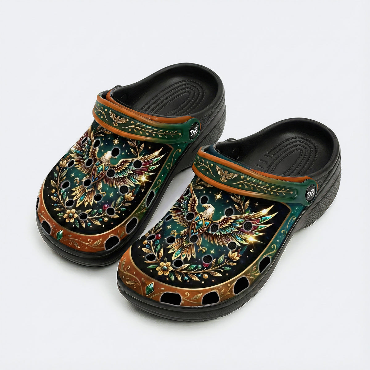 Jewel Eagle Vintage Wreath Print Clogs