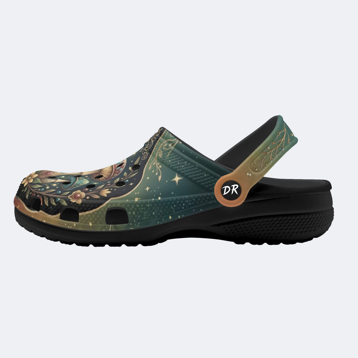 Jewel Mushroom Vintage Wreath Print Fleece-Lined Clogs