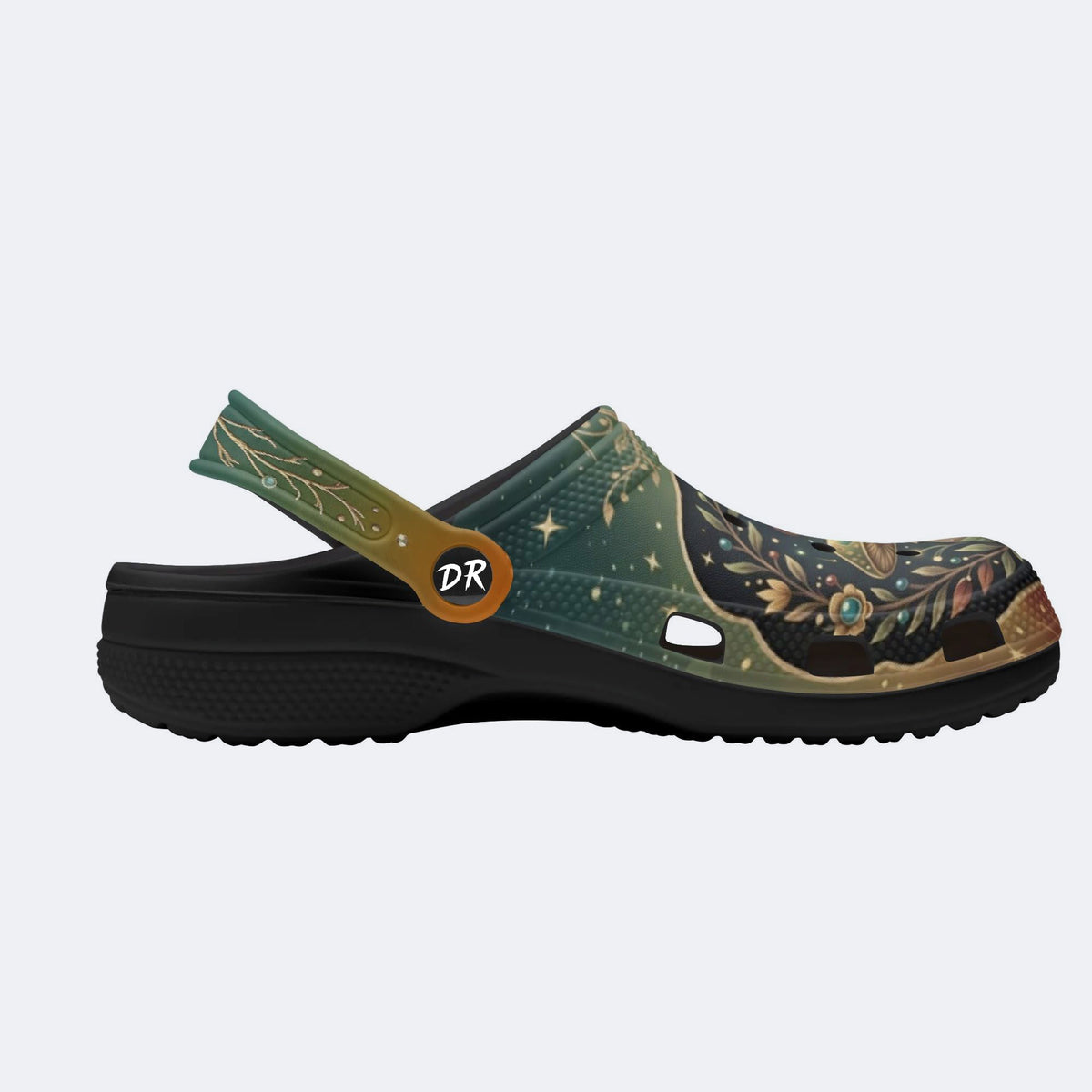 Jewel Mushroom Vintage Wreath Print Fleece-Lined Clogs