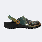 Jewel Mushroom Vintage Wreath Print Fleece-Lined Clogs