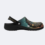 Jewel Mushroom Vintage Wreath Print Fleece-Lined Clogs