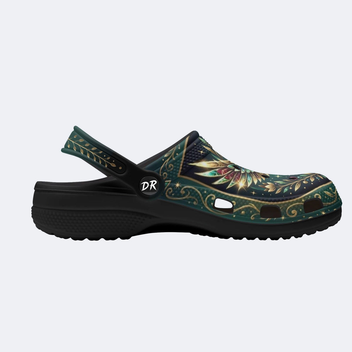 Jewel Eagle Vintage Wreath Print Fleece-Lined Clogs