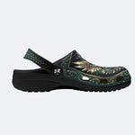 Jewel Eagle Vintage Wreath Print Fleece-Lined Clogs