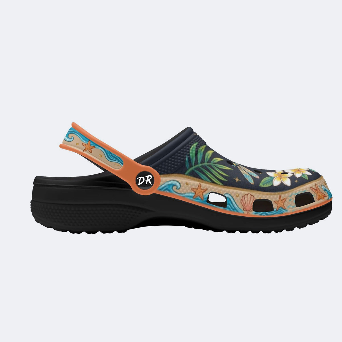 Tropical Butterfly Hibiscus Print Fleece-Lined Clogs