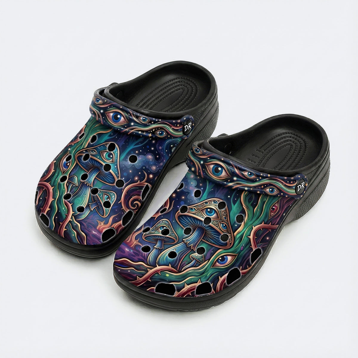 Psychedelic Forest Mushroom Print Clogs