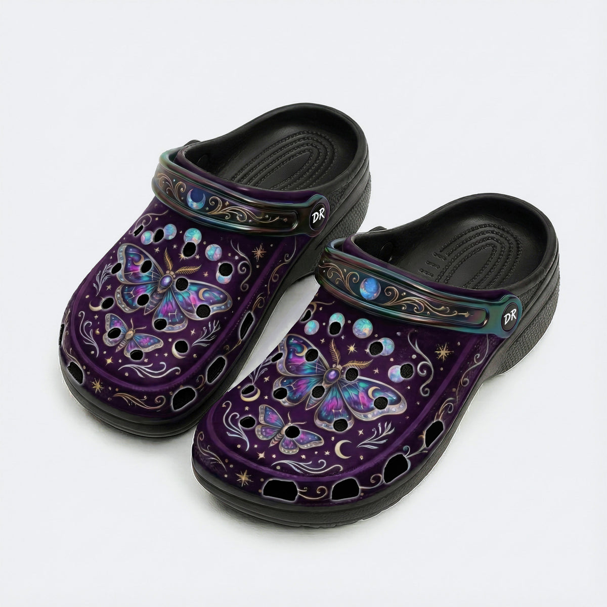 Mystic Aurora Moth Print Clogs