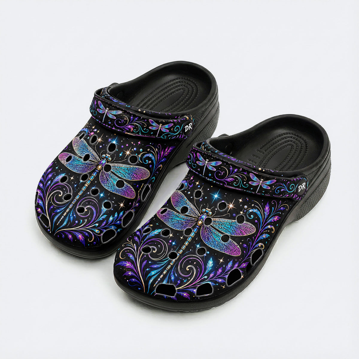 Psychedelic dragonfly Print Fleece-Lined Clogs