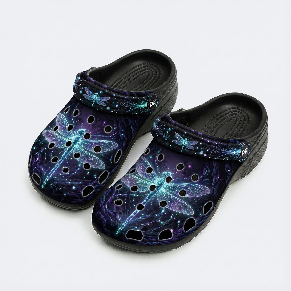 Glowing dragonfly Print Fleece-Lined Clogs