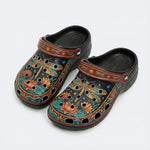 Vintage Dragonfly Flowers Print Fleece-Lined Clogs