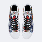Irezumi Wave & Koi & Demon Face Print High-Top Sneakers