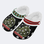 Horror Movie Vintage Print - Fur Lined Slippers/Sandals