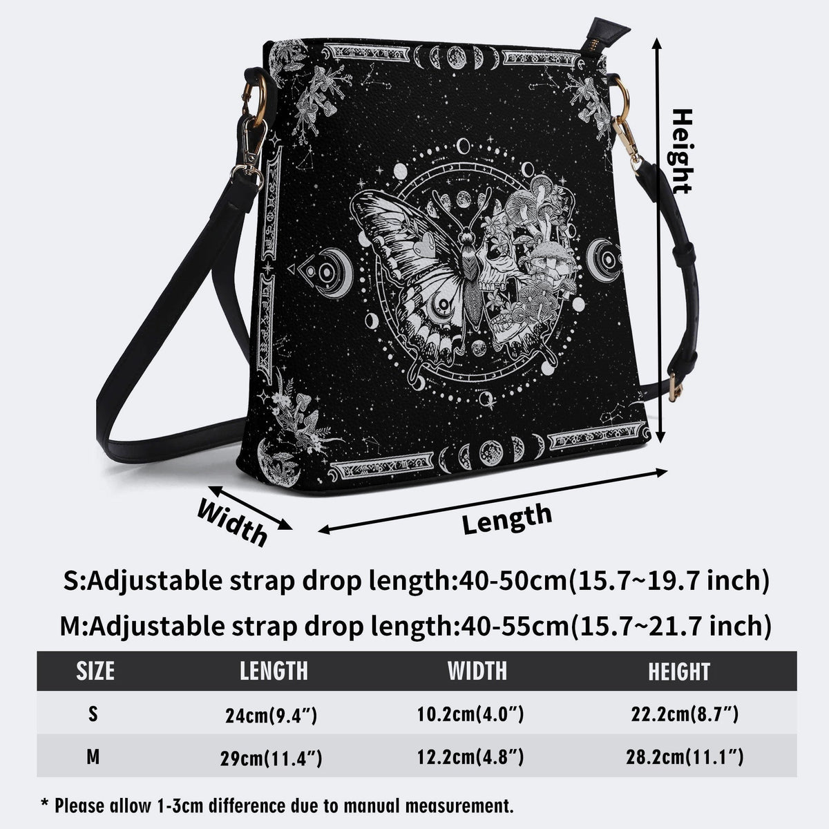 Tarot Skull Butterfly Print - Bucket Bag