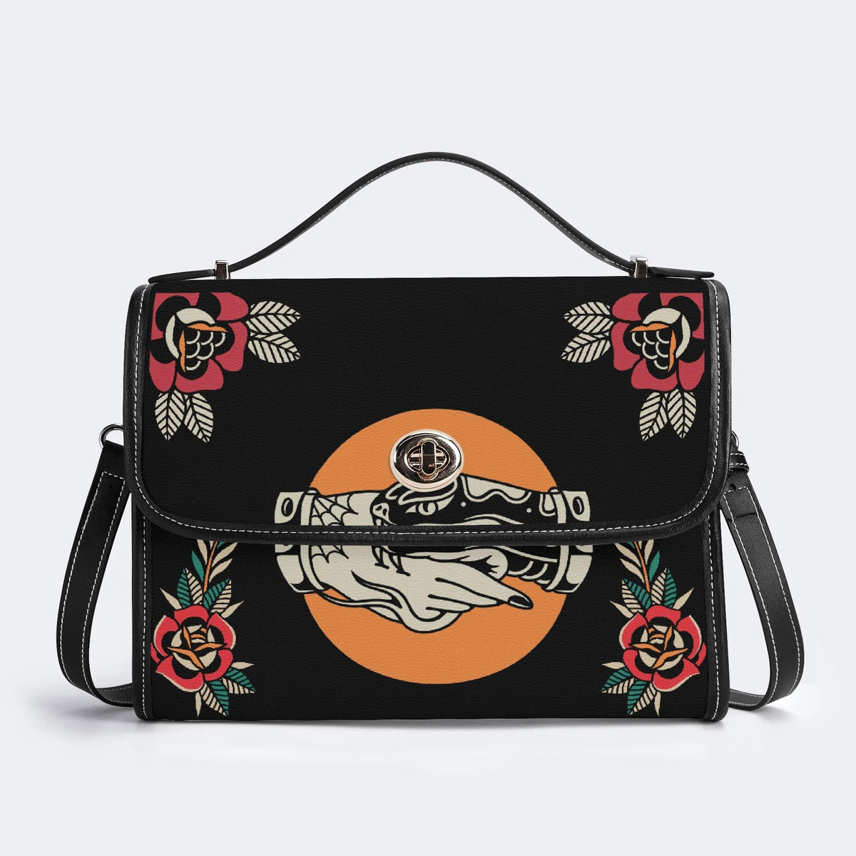 Trust No One Snake Print - Leather Satchel Bag