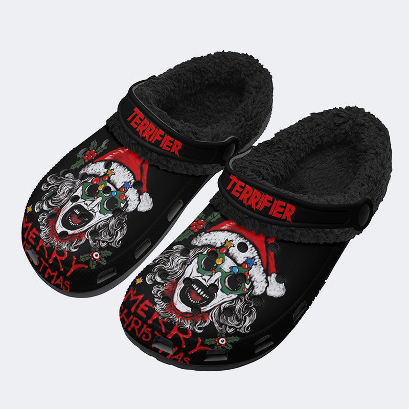 Unisex Horror Terrifier Print - Fur Lined Slippers/Sandals