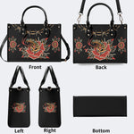 Rose and Snake Print - Leather Handbag