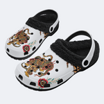 Old School Tiger & Snake Print - Fur Lined Slippers/Sandals