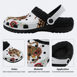 Old School Tiger & Snake Print - Fur Lined Slippers/Sandals