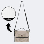 Classic Beige Death Moth Vintage Print - Leather Satchel Bag
