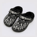 Devil's Hands Print Fleece-Lined Clogs