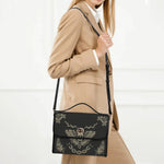 Classic Death Moth Vintage Print - Leather Satchel Bag