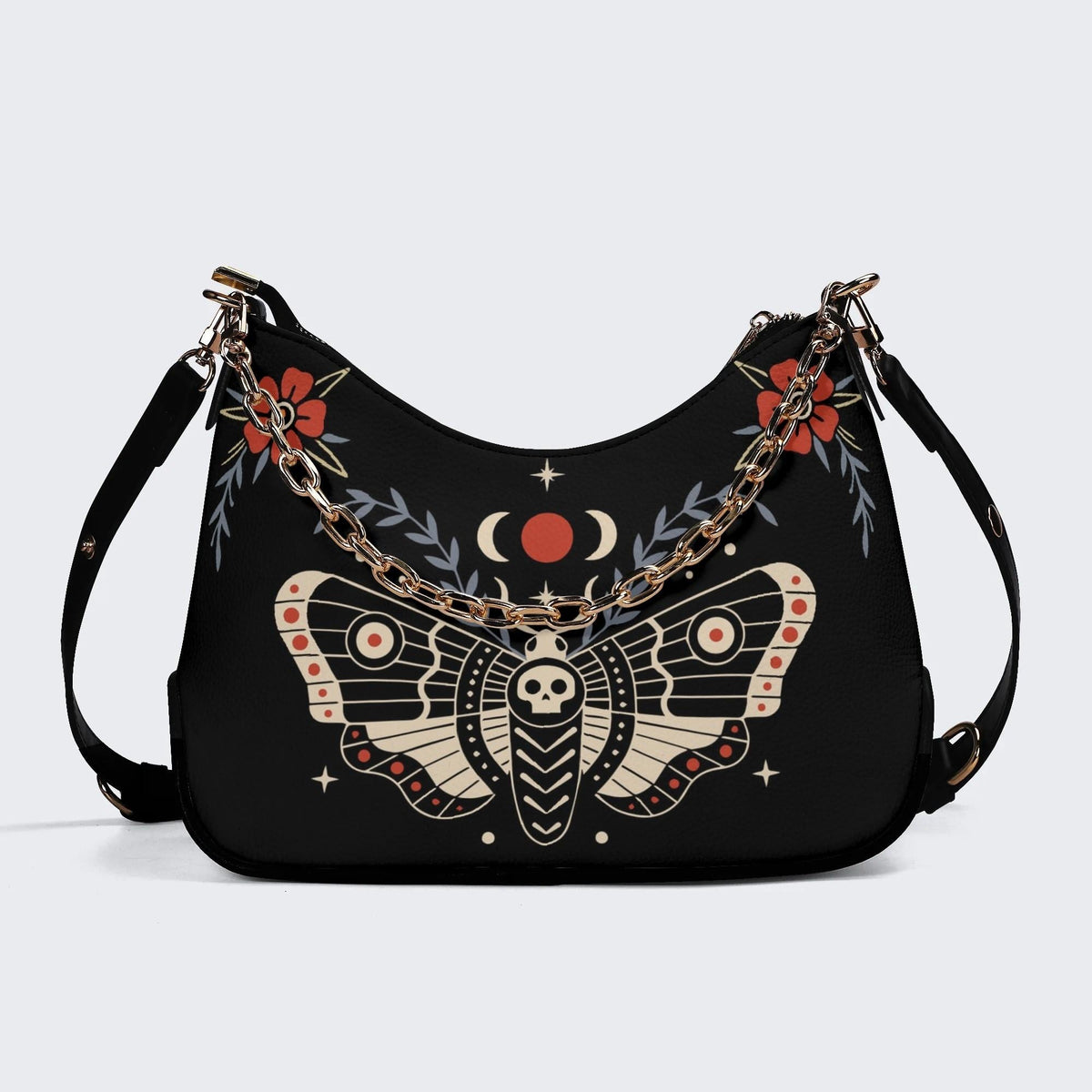 Red Spotted Death Moth - Leather Crossbody Bag