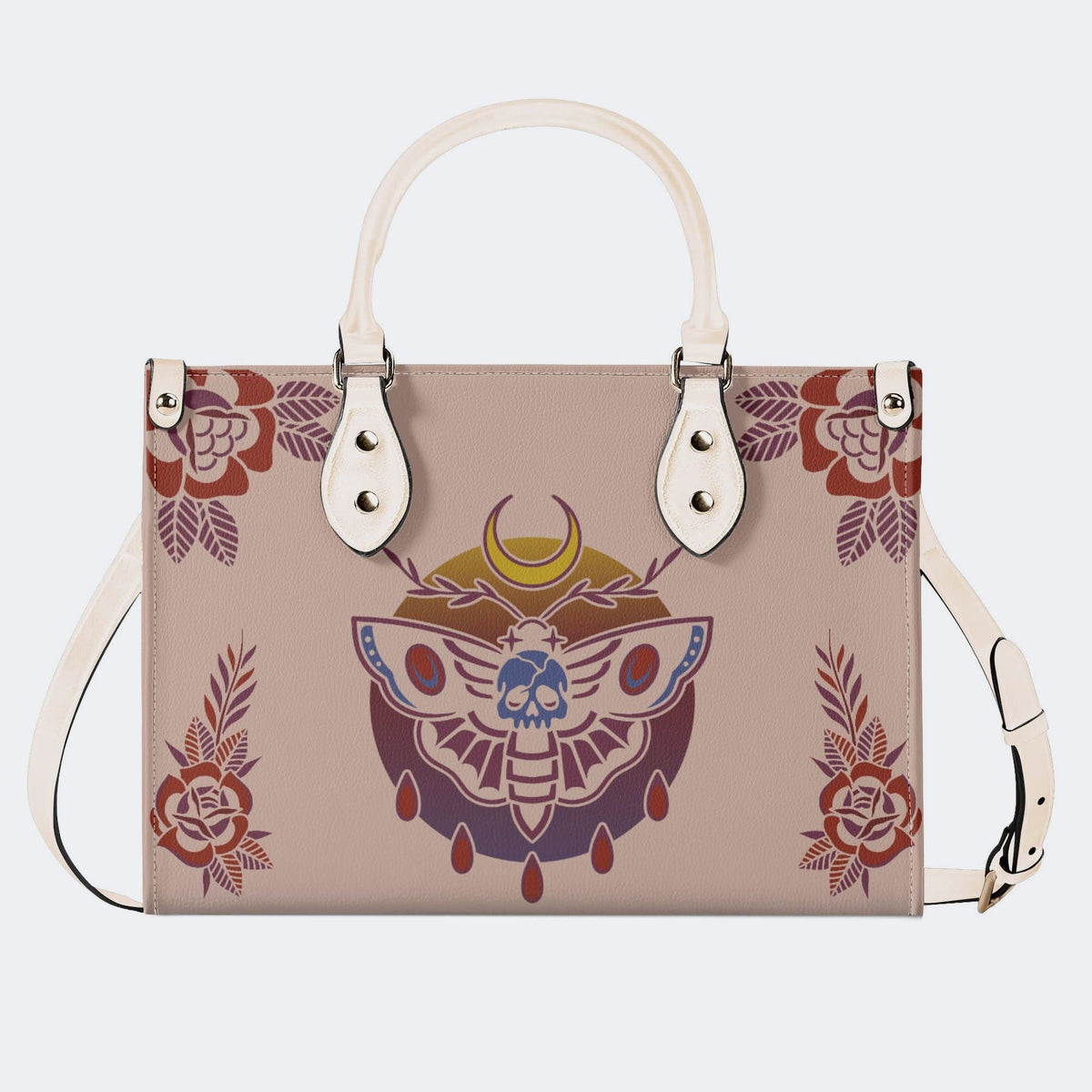 Death Moth Gradient Print - Leather Handbag
