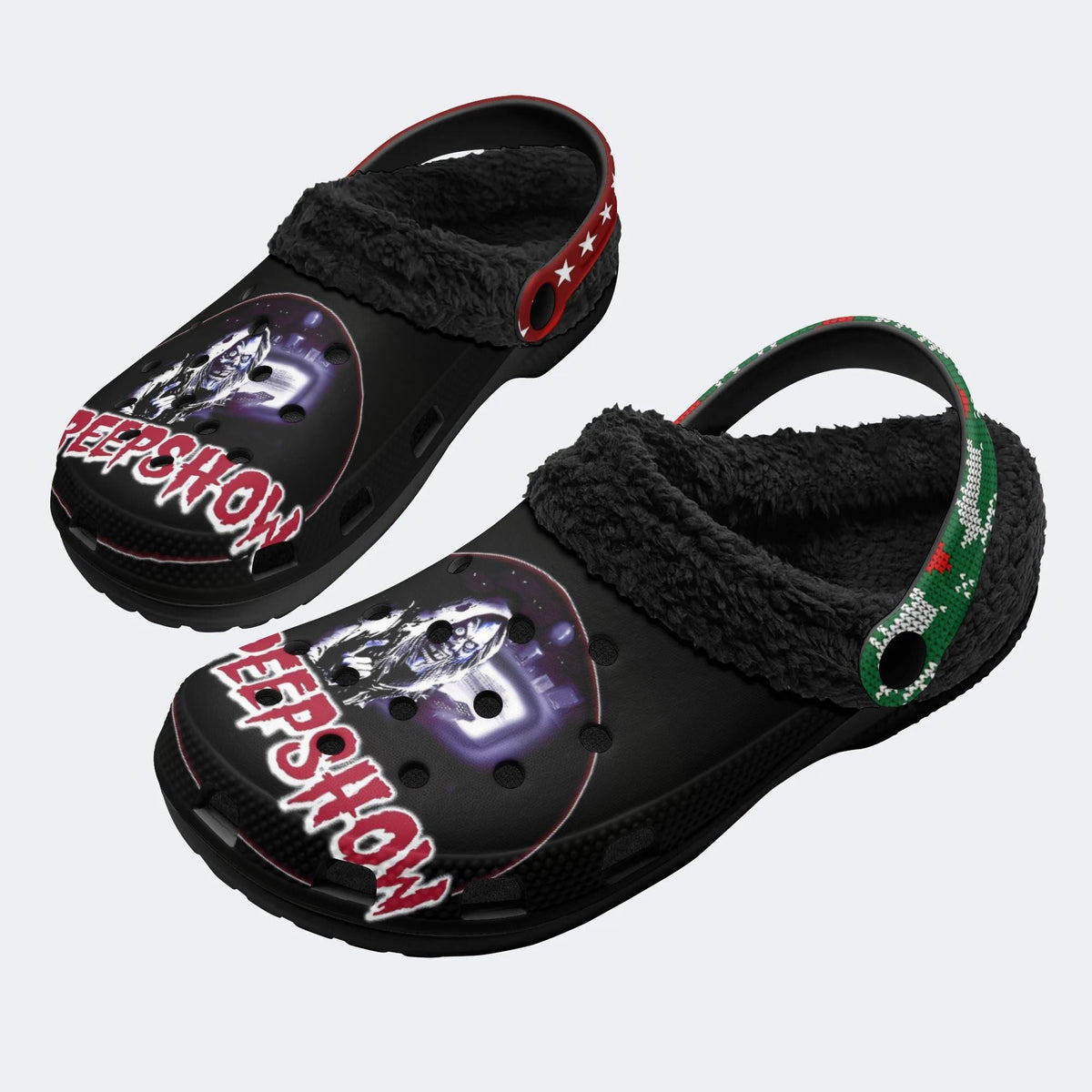 Horror Movie Vintage Graphic Print - Fur Lined Slippers/Sandals
